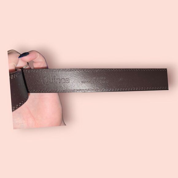 Quince Allegra European Leather Belt Minimalist Gold Buckle Waist Belt M Luxury